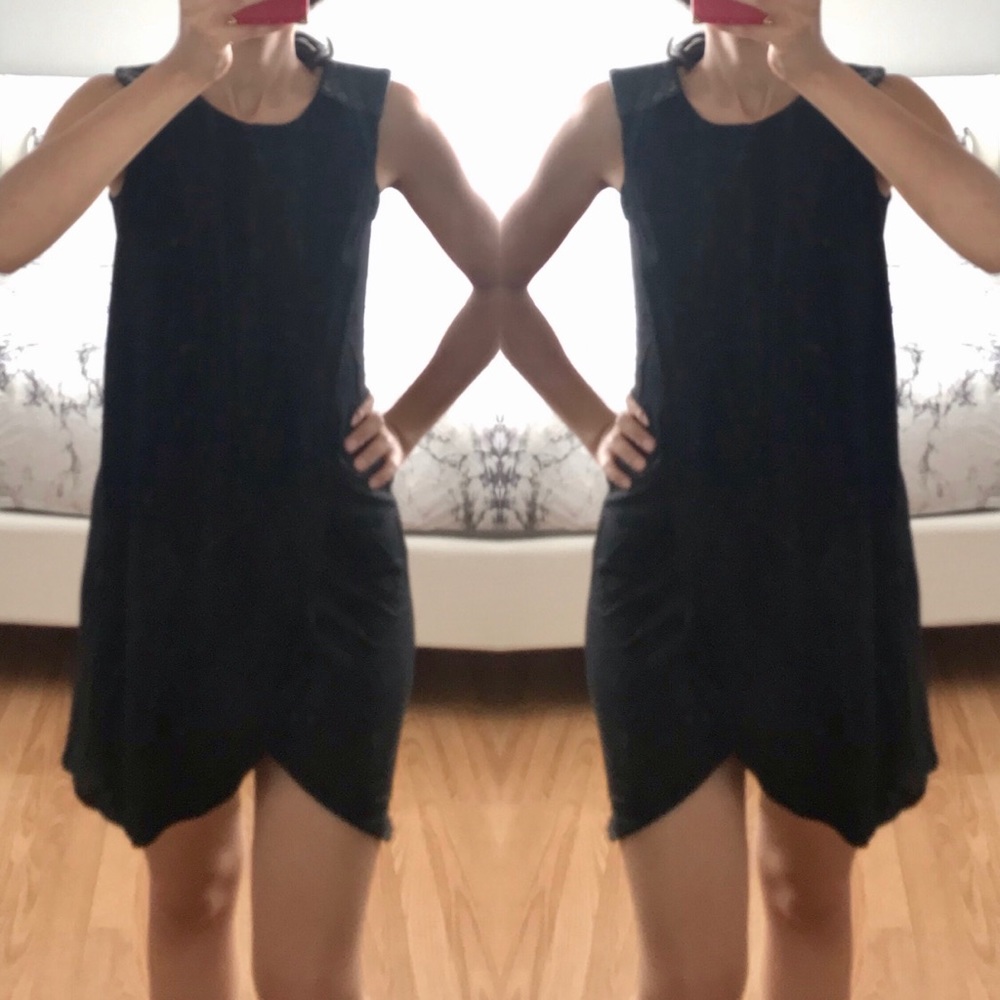 Over lapping bcbg dress cotton and leather straps